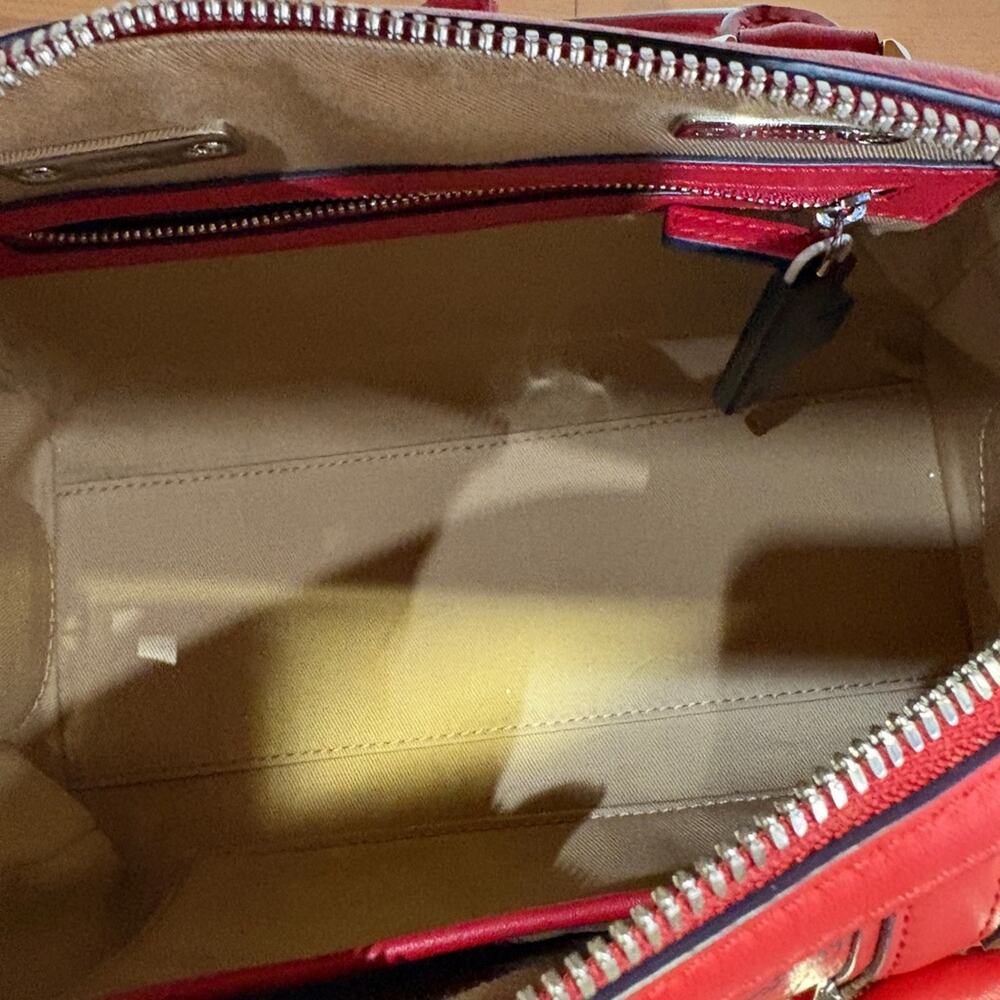 MCM Red Monogram Satchel Bag - Picture 5 of 6